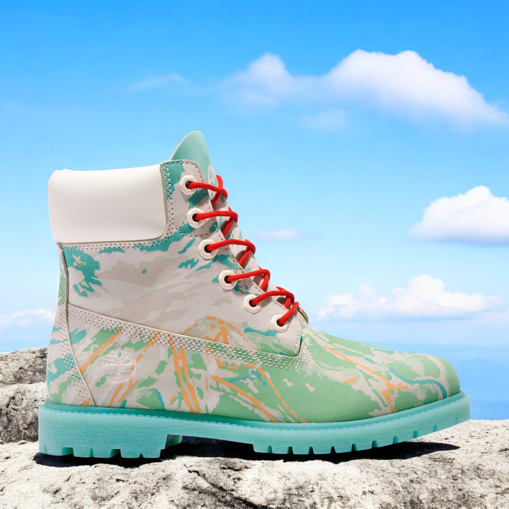 [TB0A5QBN959] WOMENS TIMBERLAND SKI SCHOOL 6 INCH PREMIUM BOOT 'TRAIL MAPS - BLUE GREEN NUBUCK'