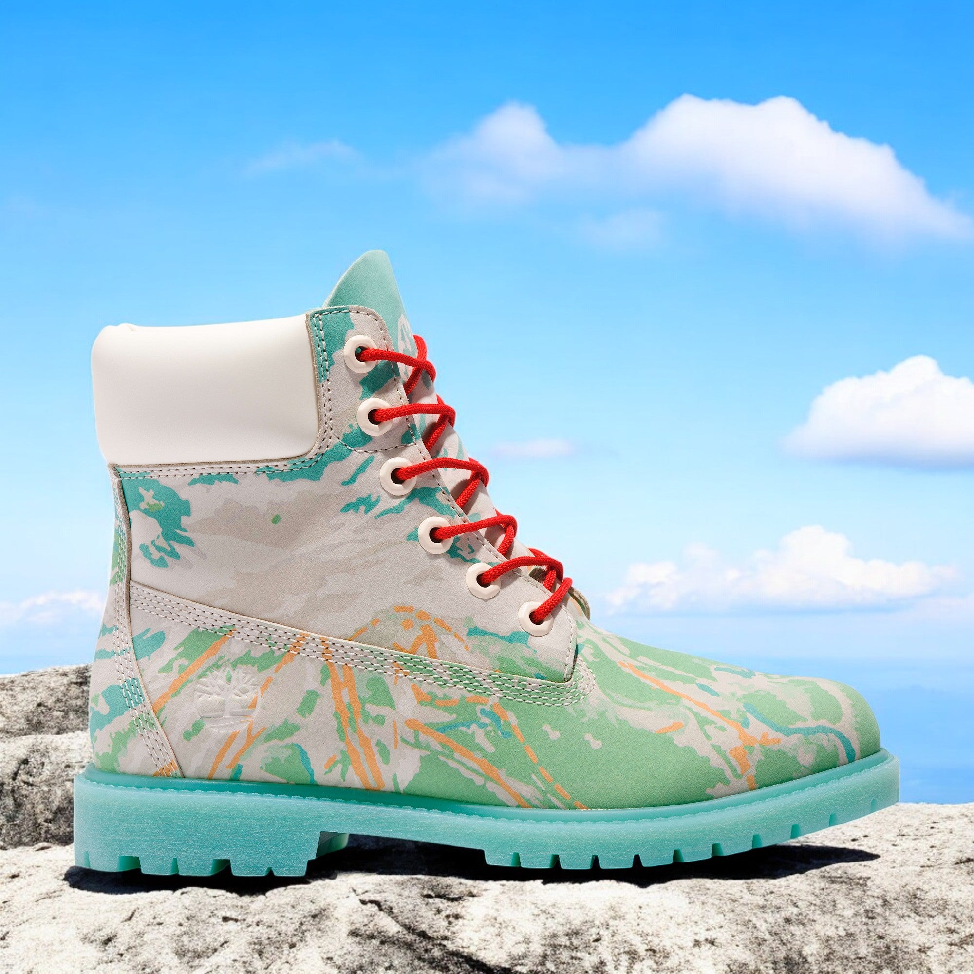 [TB0A5QBN959] WOMENS TIMBERLAND SKI SCHOOL 6 INCH PREMIUM BOOT 'TRAIL MAPS - BLUE GREEN NUBUCK'