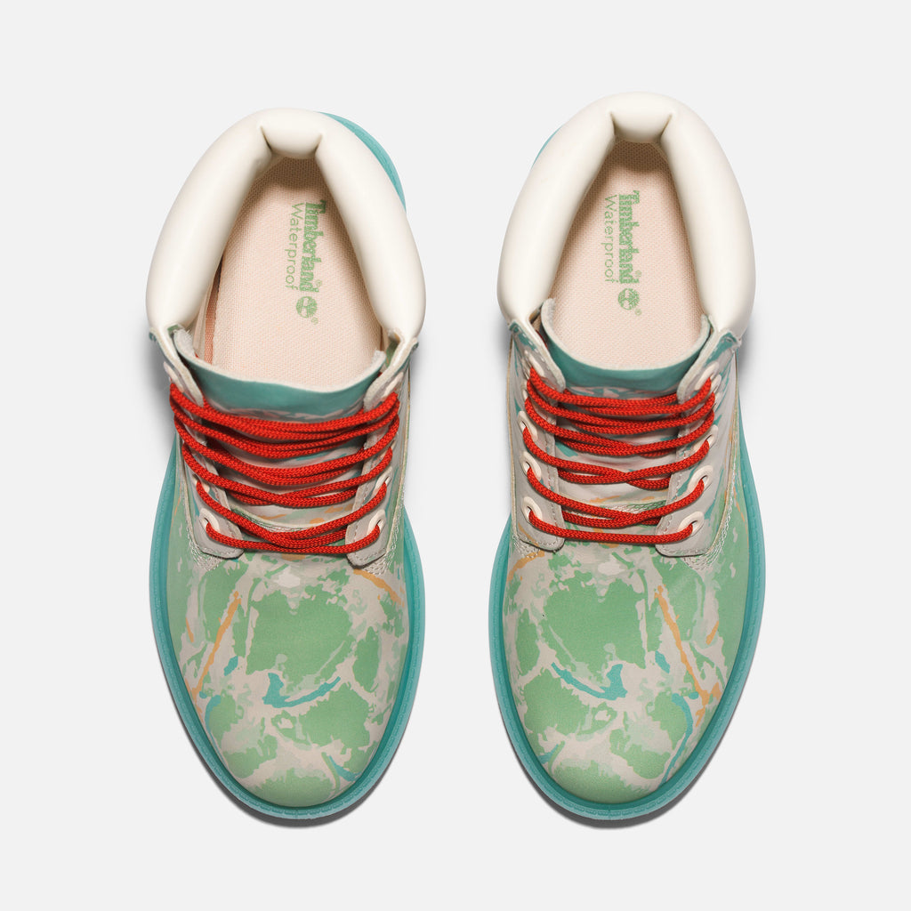 [TB0A5QBN959] WOMENS TIMBERLAND SKI SCHOOL 6 INCH PREMIUM BOOT 'TRAIL MAPS - BLUE GREEN NUBUCK'