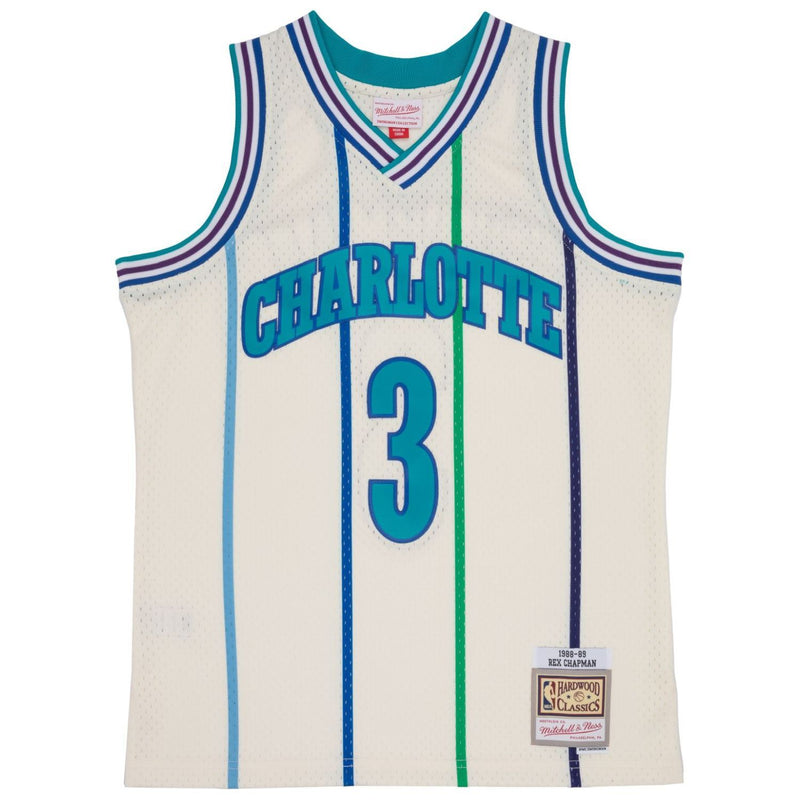 MENS MITCHELL & NESS CREAM TEAM COLOR SWINGMAN JERSEY HORNETS 1988 REX CHAPMAN