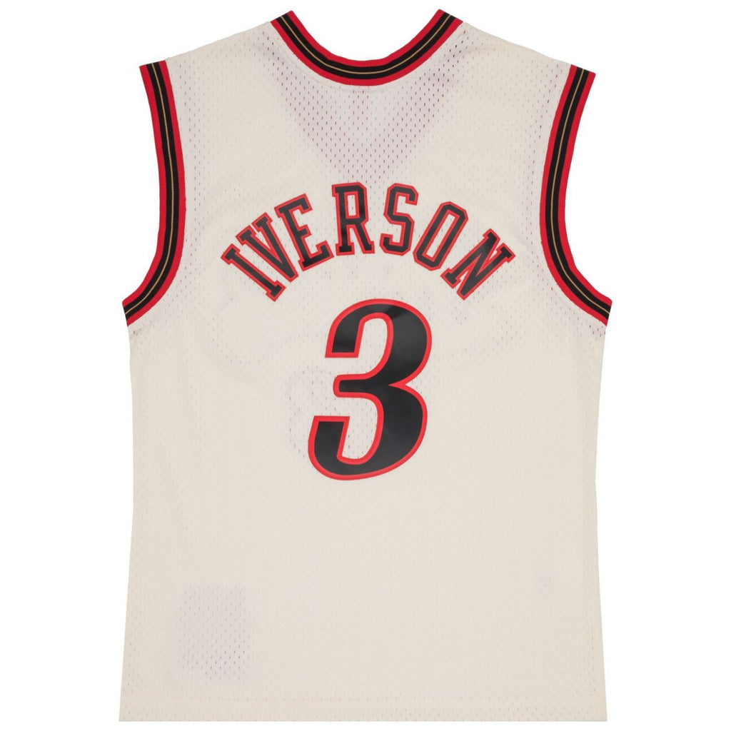 MENS MITCHELL & NESS CREAM TEAM COLOR SWINGMAN JERSEY 76ERS 2000 ALLEN IVERSON