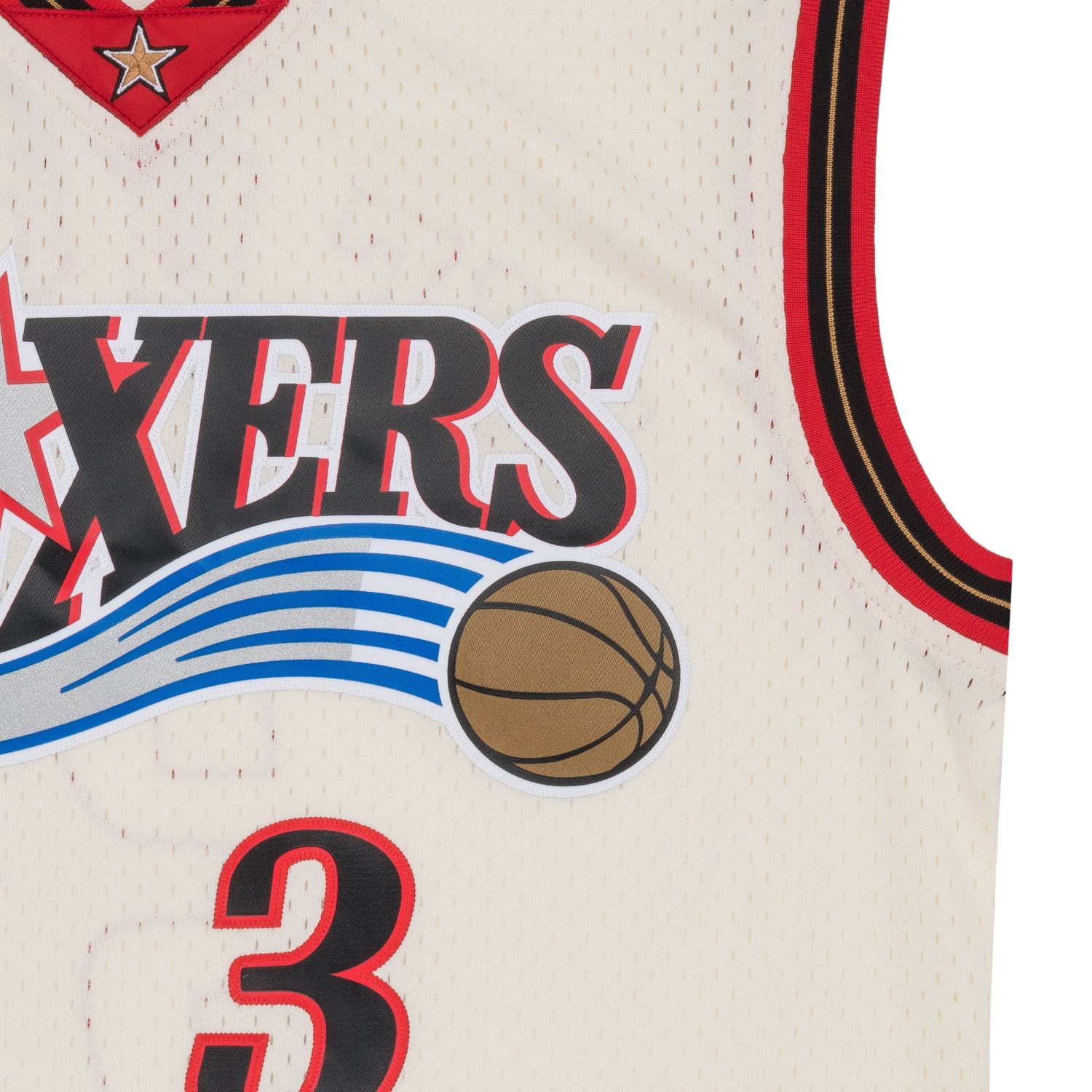 MENS MITCHELL & NESS CREAM TEAM COLOR SWINGMAN JERSEY 76ERS 2000 ALLEN IVERSON
