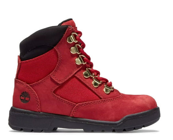 [TB0A2JMYF41] Grade School Timberland 6 INCH FIELD BOOT 'DARK RED NUBUCK'