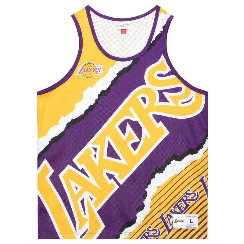 MENS MITCHELL & NESS JUMBOTRON 2.0 SUBLIMATED TANK LAKERS