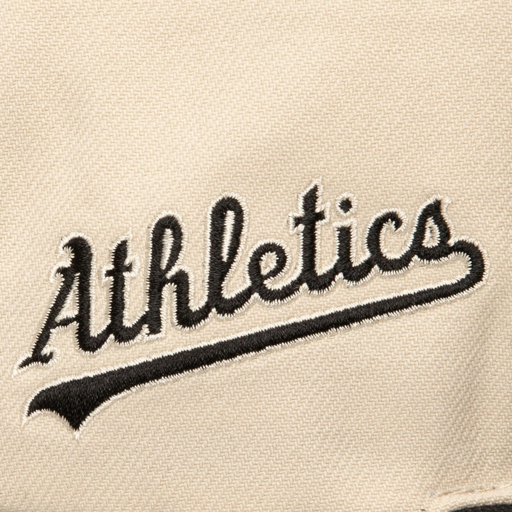 MENS MITCHELL & NESS MLB EVERGREEN CREAM BLACK SNAPBACK ATHLETICS