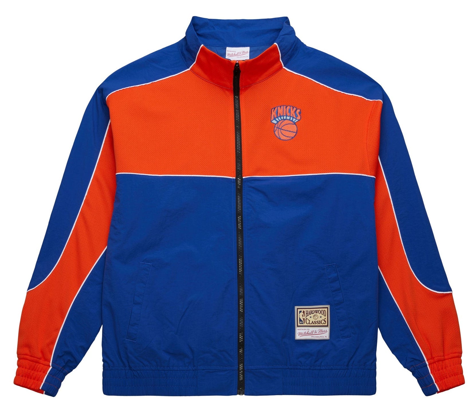 [ZF10104-NYKBLUE] MENS MITCHELL & NESS MESH NYLON JACKET KNICKS