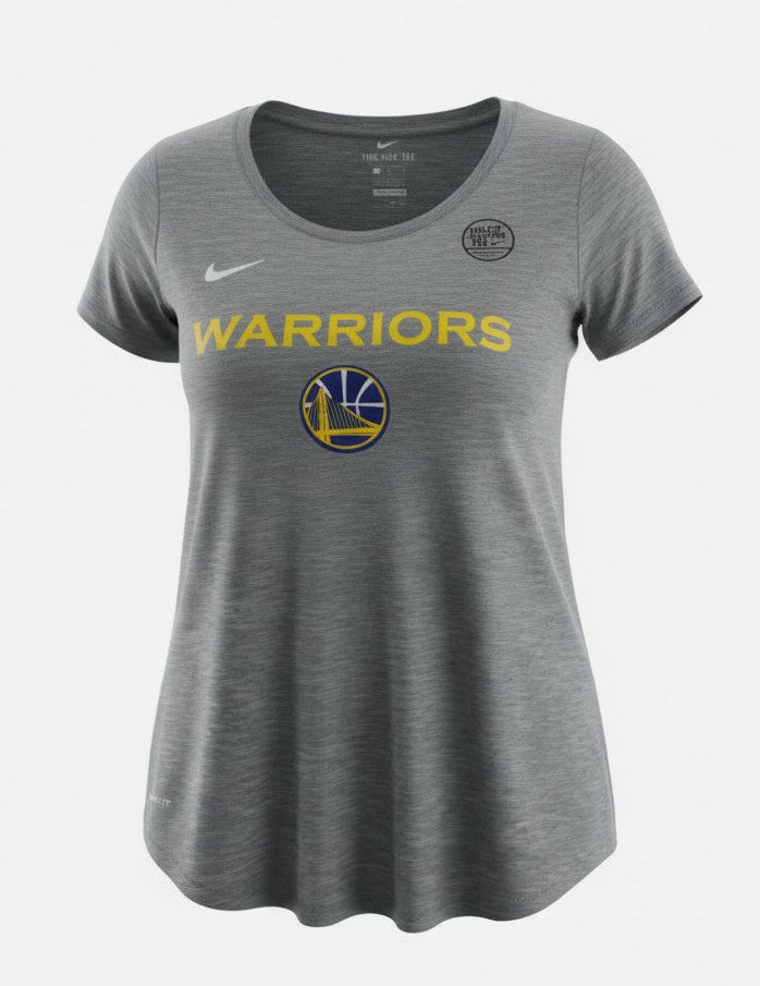 [W21597-DKHEATHER] Womens Nike NBA Golden State Warriors Dry Slub SS Scoop