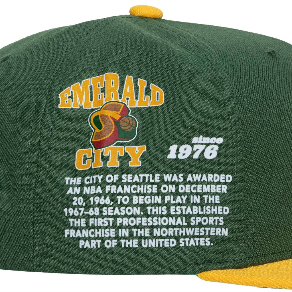 MENS MITCHELL & NESS NBA TEAM ORIGINS SNAPBACK HWC SUPERSONICS - GREEN