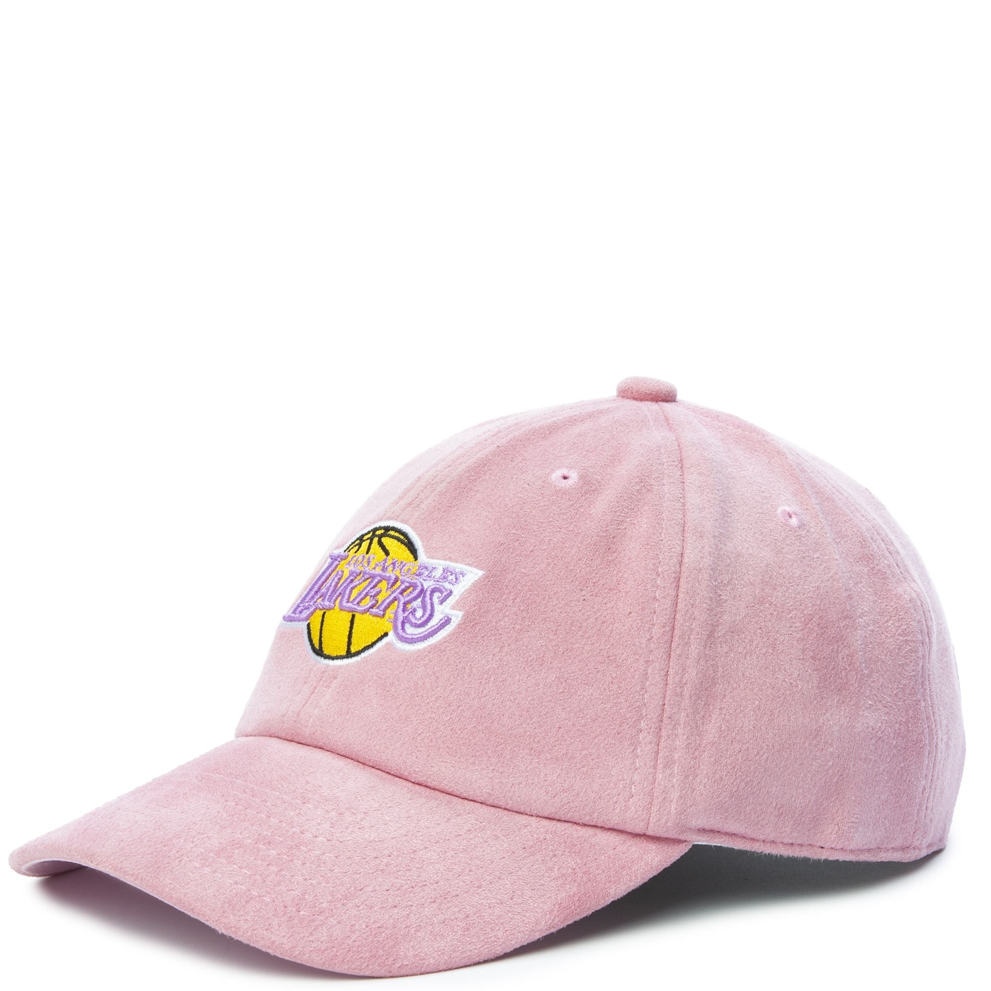 MENS MITCHELL & NESS NBA SUEDE DAD STRAPBACK HWC LAKERS - PINK