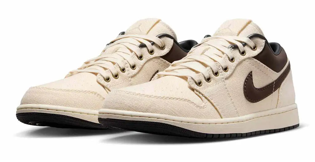 [IB8058-110] MENS AIR JORDAN RETRO 1 LOW PRM 'PALE IVORY OFF NOIR BAROQUE BROWN'