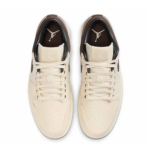 [IB8058-110] MENS AIR JORDAN RETRO 1 LOW PRM 'PALE IVORY OFF NOIR BAROQUE BROWN'