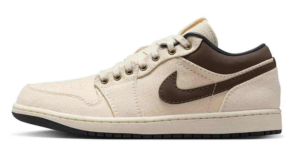 [IB8058-110] MENS AIR JORDAN RETRO 1 LOW PRM 'PALE IVORY OFF NOIR BAROQUE BROWN'