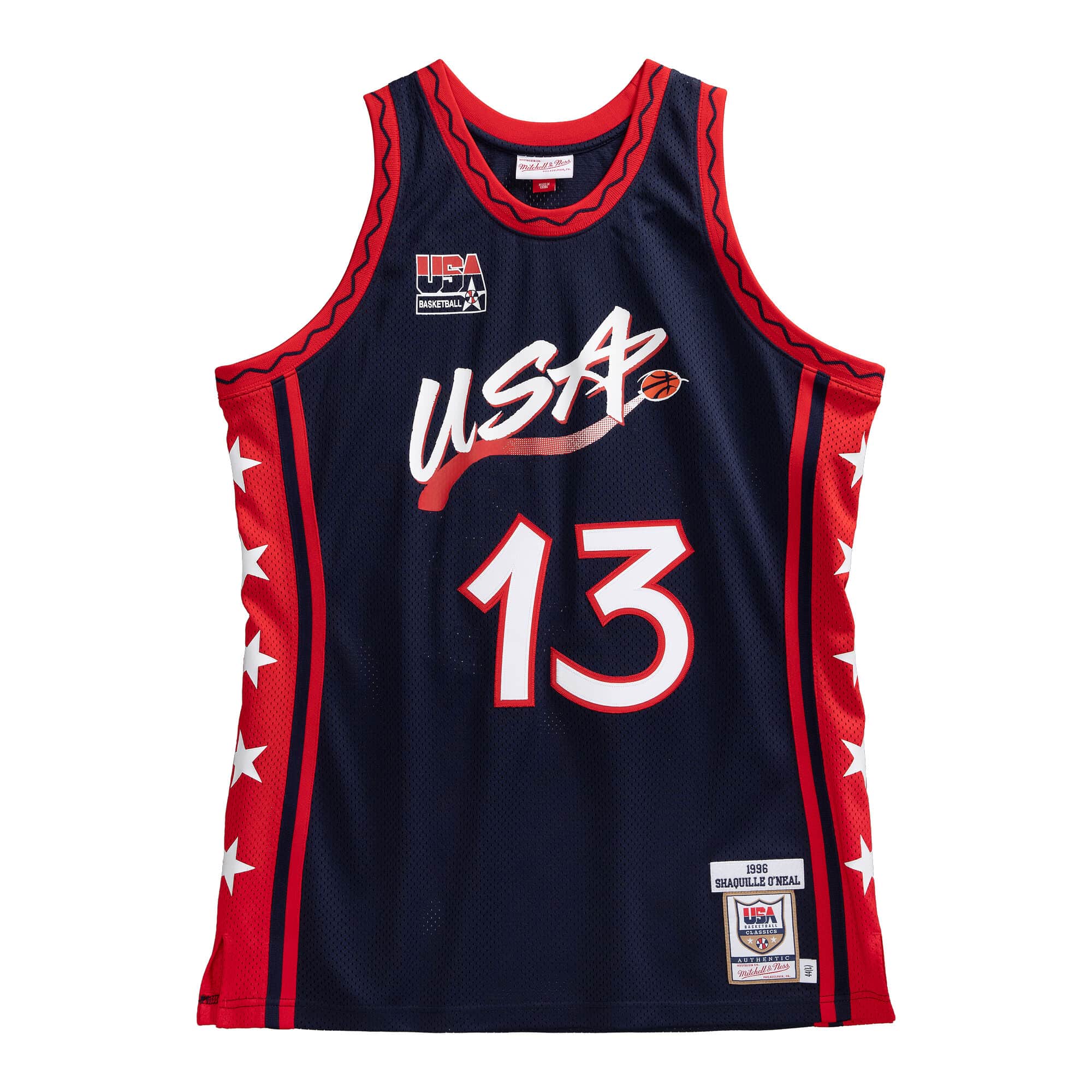 MENS MITCHELL & NESS AUTHENTIC JERSEY USA 1996 SHAQUILLE O'NEAL