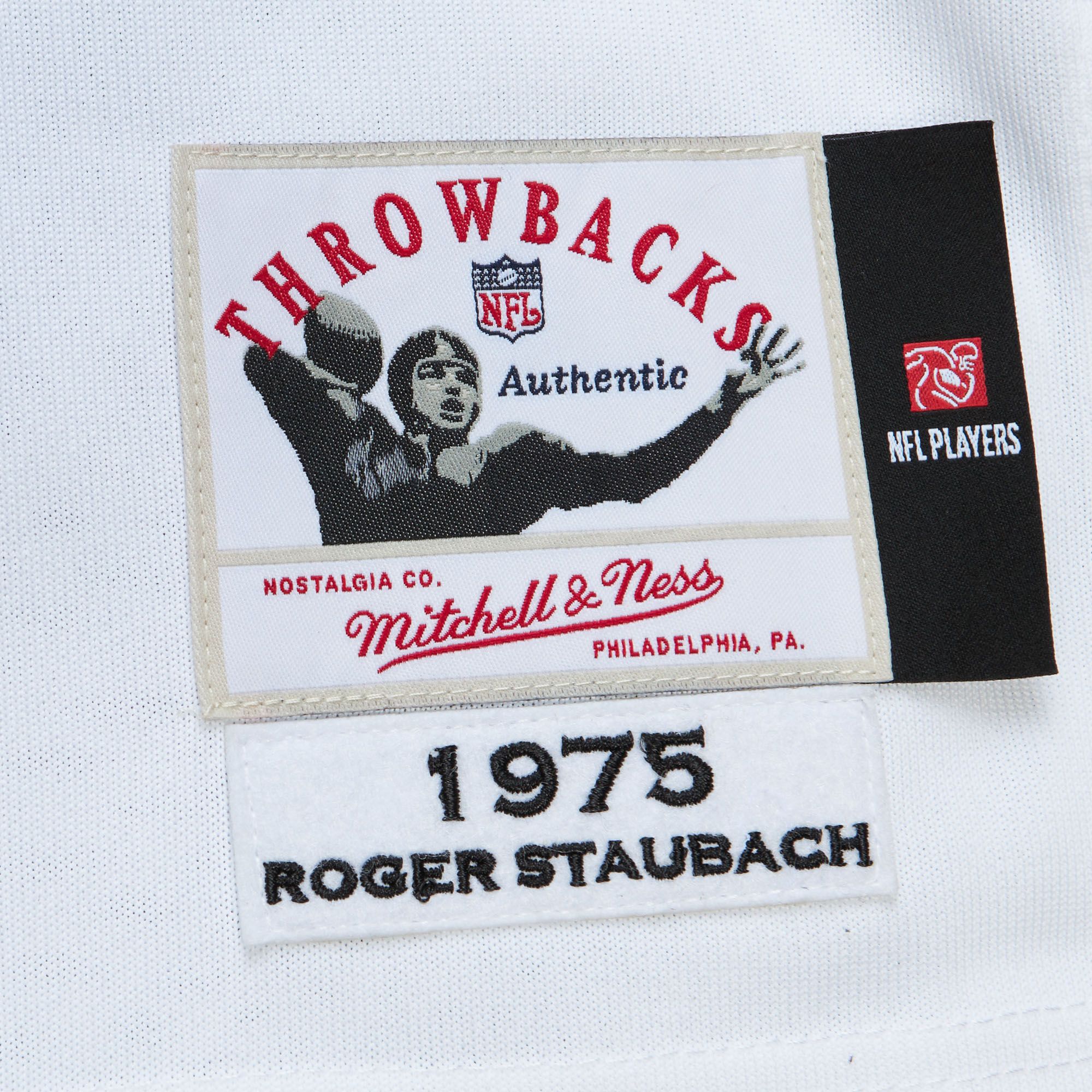 Mens Mitchell & Ness NFL WHITE JERSEY COWBOYS 1975 ROGER STAUBACH