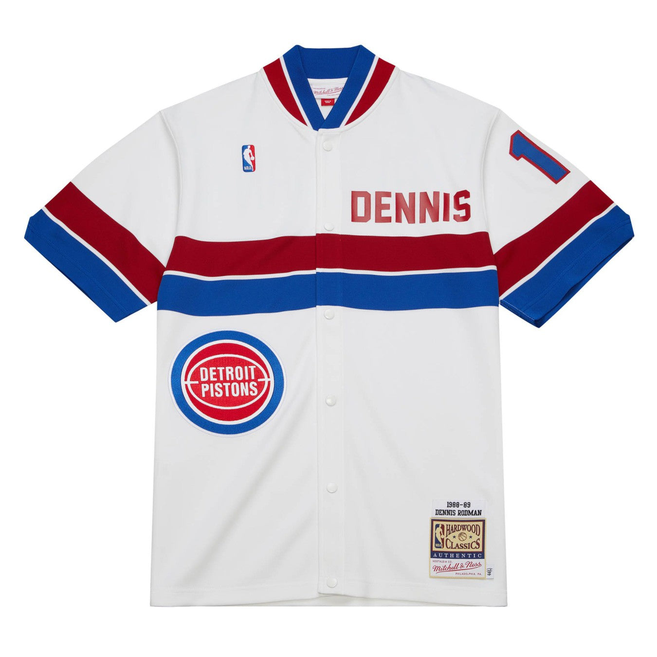 Mens Mitchell & Ness NBA SHOOTING SHIRT PISTONS 1988 DENNIS RODMAN