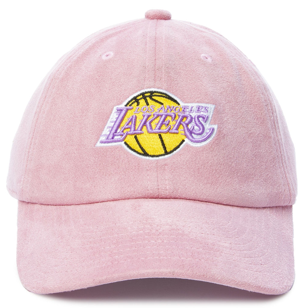 MENS MITCHELL & NESS NBA SUEDE DAD STRAPBACK HWC LAKERS - PINK