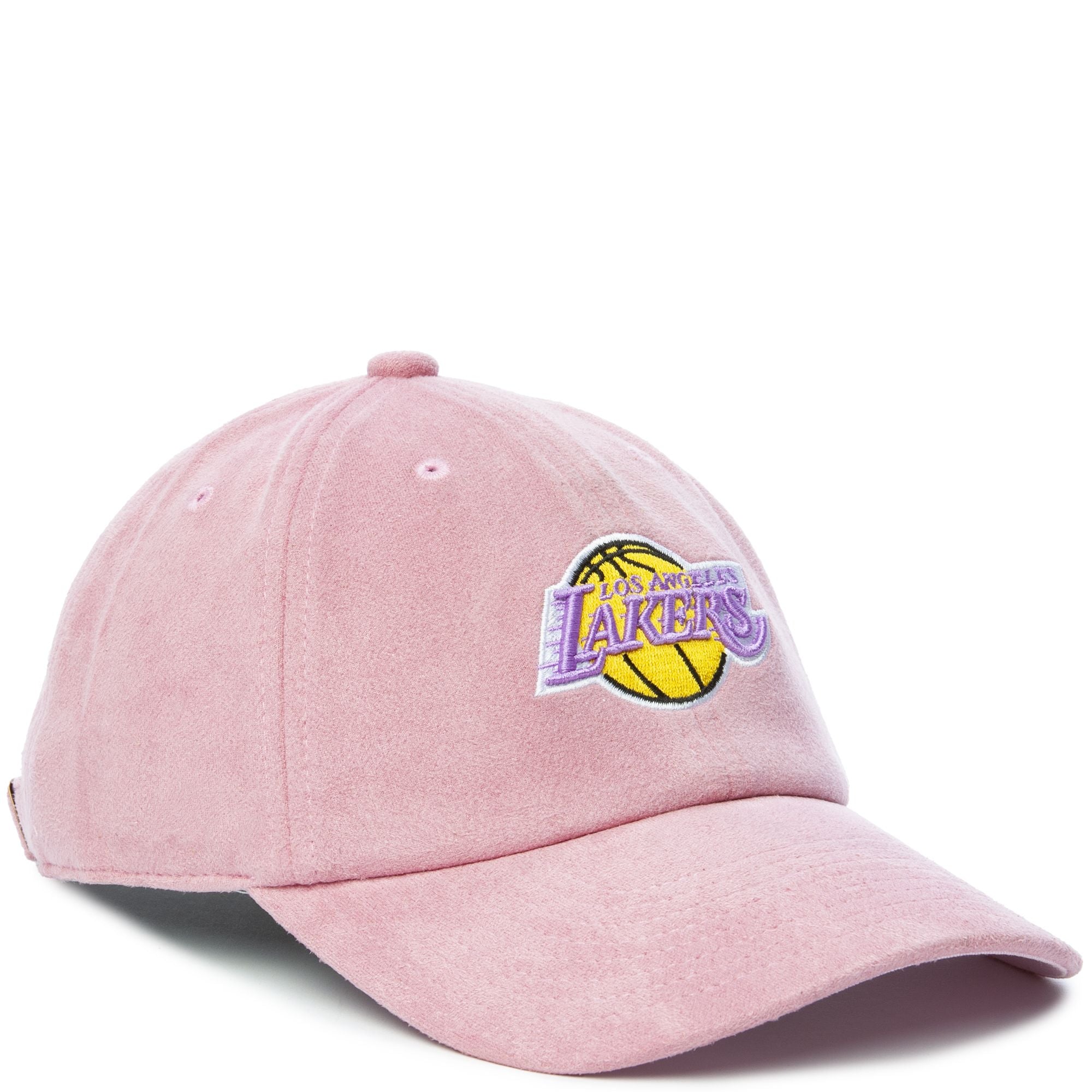 MENS MITCHELL & NESS NBA SUEDE DAD STRAPBACK HWC LAKERS - PINK