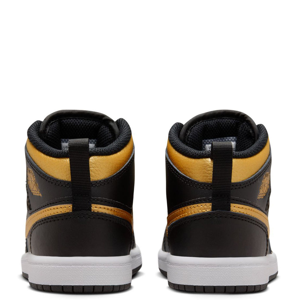 [DQ8424-071] PRESCHOOL AIR JORDAN RETRO 1 MID 'METALLIC GOLD BLACK (PS)'