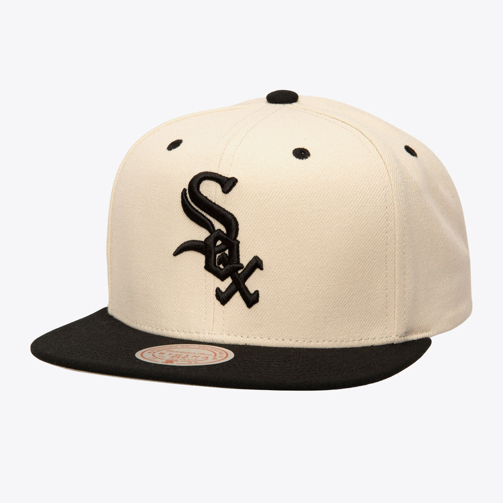MENS MITCHELL & NESS MLB EVERGREEN CREAM BLACK SNAPBACK WHITE SOX