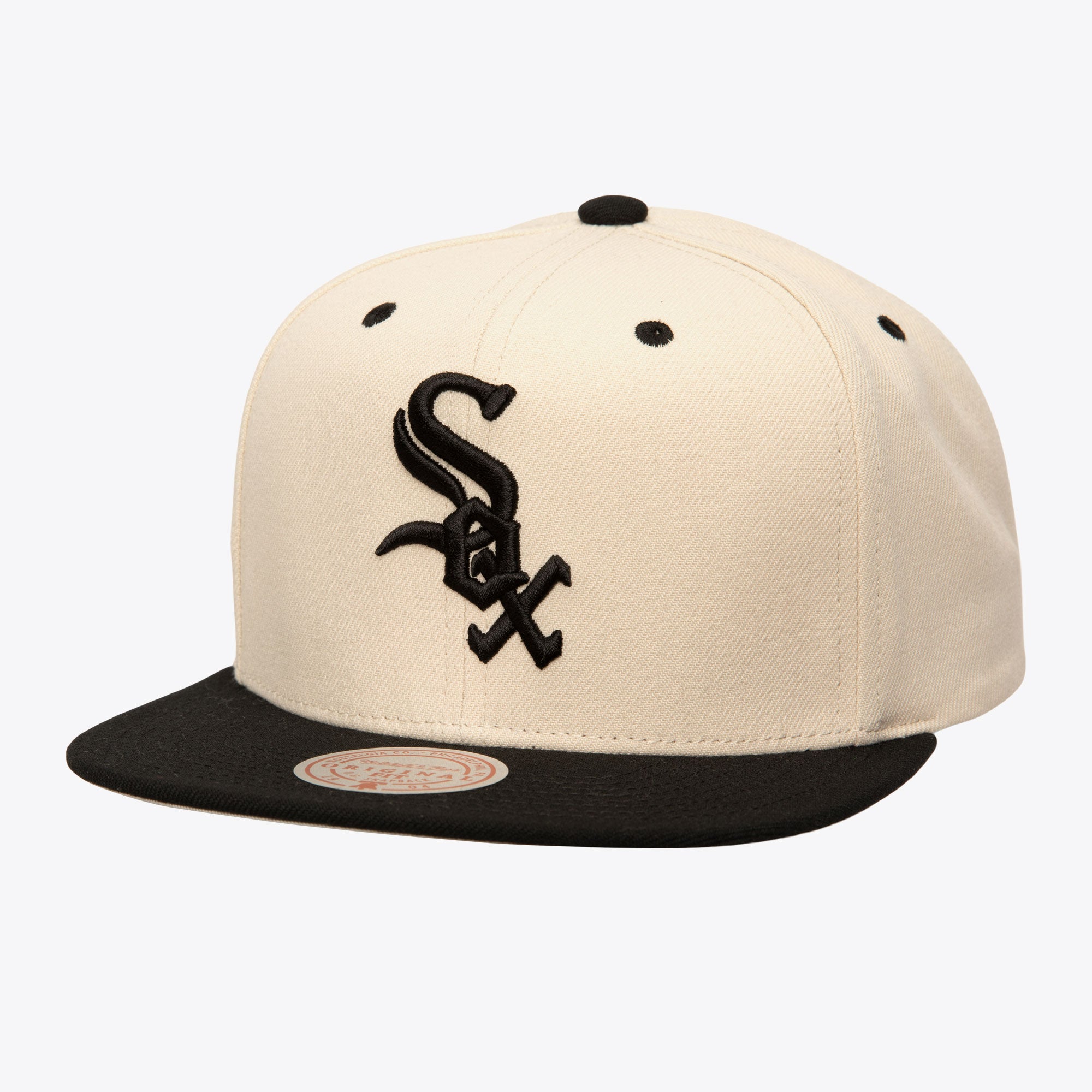 MENS MITCHELL & NESS MLB EVERGREEN CREAM BLACK SNAPBACK WHITE SOX