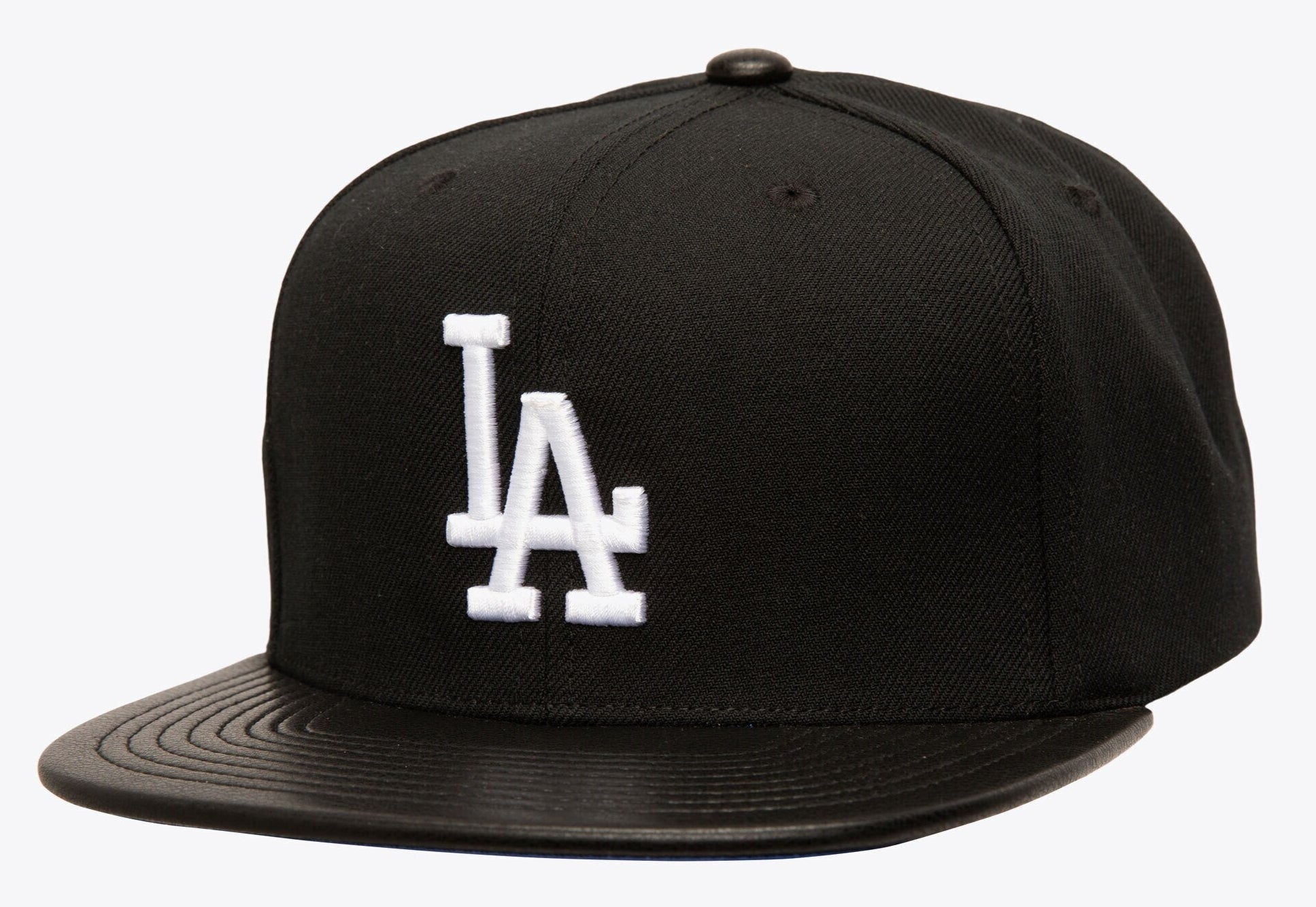 [HS9552-LADBLCK] MENS MITCHELL & NESS MLB J LEATHER STRAPBACK DODGERS