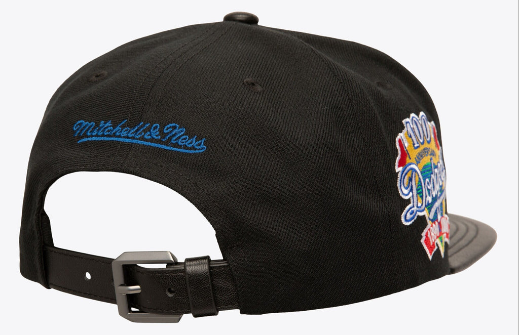 [HS9552-LADBLCK] MENS MITCHELL & NESS MLB J LEATHER STRAPBACK DODGERS