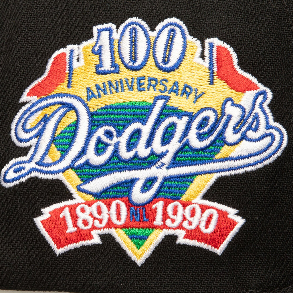 [HS9552-LADBLCK] MENS MITCHELL & NESS MLB J LEATHER STRAPBACK DODGERS