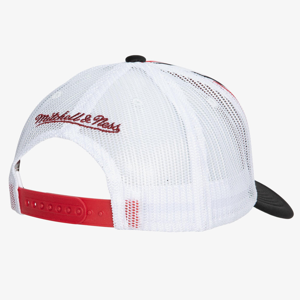 MENS MITCHELL & NESS NBA RETRO TRUCKER SNAPBACK HWC HEAT - RED-BLACK