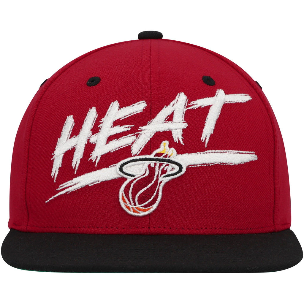 MENS MITCHELL & NESS NBA TRANSCRIPT SNAPBACK HWC HEAT - RED-BLACK