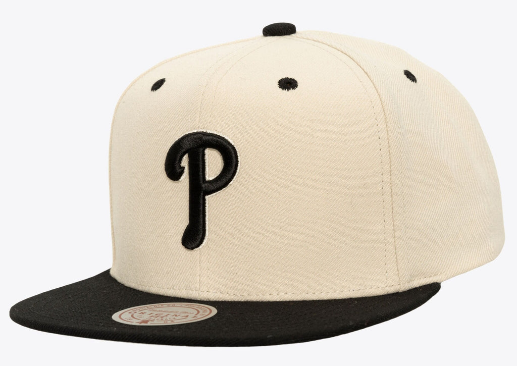 MENS MITCHELL & NESS MLB EVERGREEN CREAM BLACK SNAPBACK PHILLIES