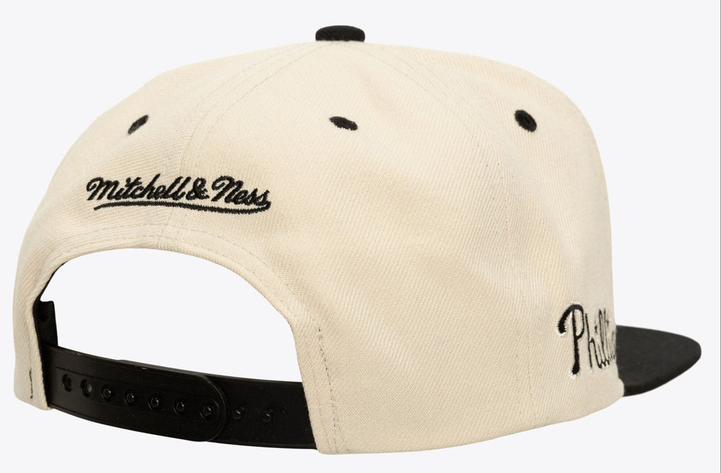 MENS MITCHELL & NESS MLB EVERGREEN CREAM BLACK SNAPBACK PHILLIES