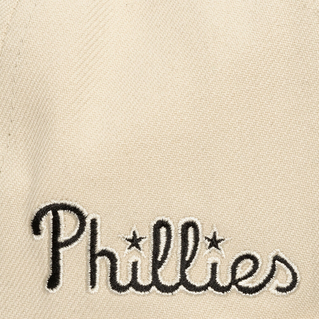 MENS MITCHELL & NESS MLB EVERGREEN CREAM BLACK SNAPBACK PHILLIES