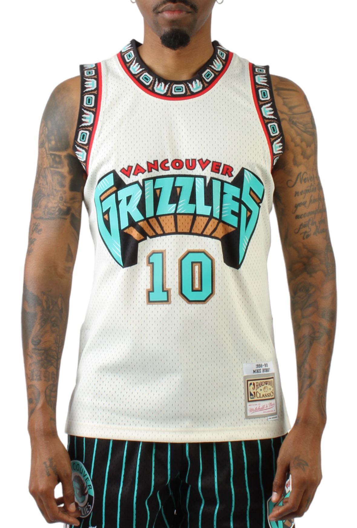 MENS MITCHELL & NESS CREAM TEAM COLOR SWINGMAN JERSEY GRIZZLIES 1998 MIKE BIBBY