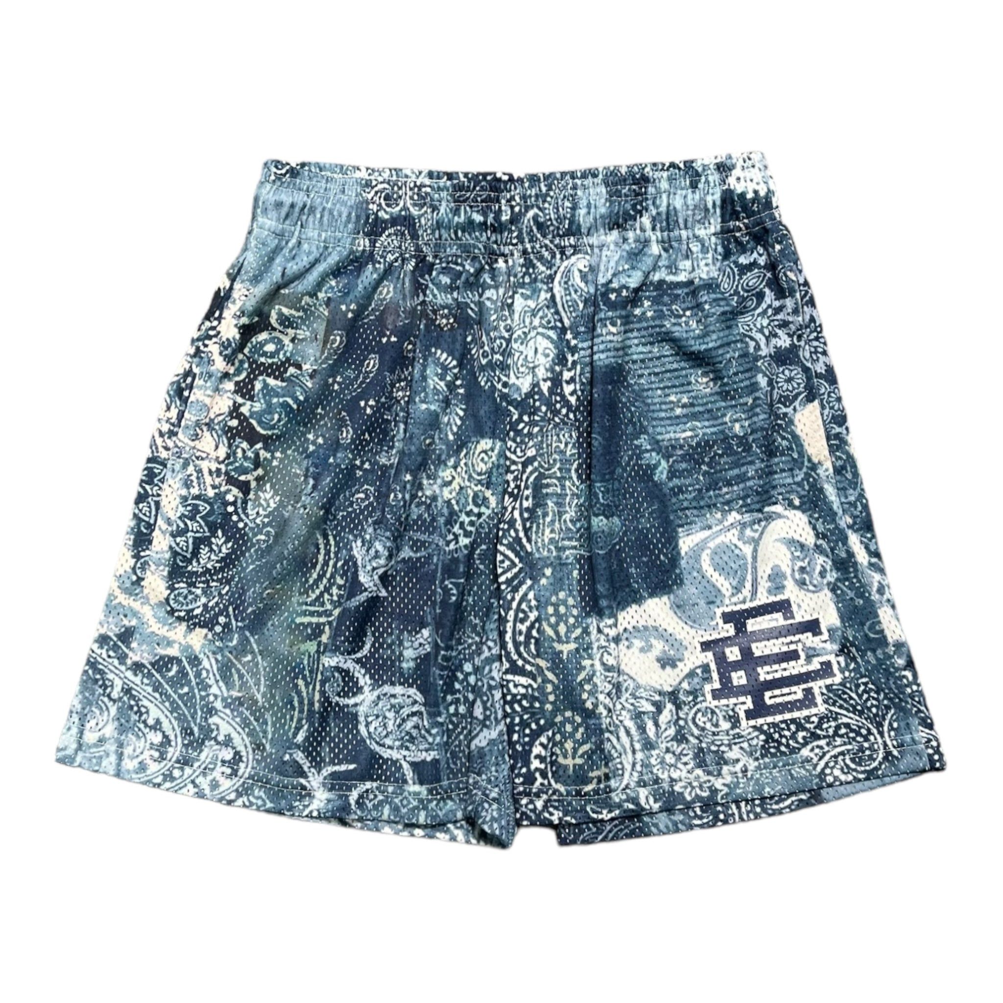 [SHPAIMSH-DENWHT] MENS ERIC EMANUEL EE SHORTS PAISLEY PATTERN MESH