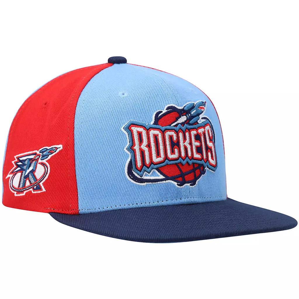 MENS MITCHELL & NESS NBA ON THE BLOCK SNAPBACK HWC ROCKETS - LIGHT BLUE-NAVY
