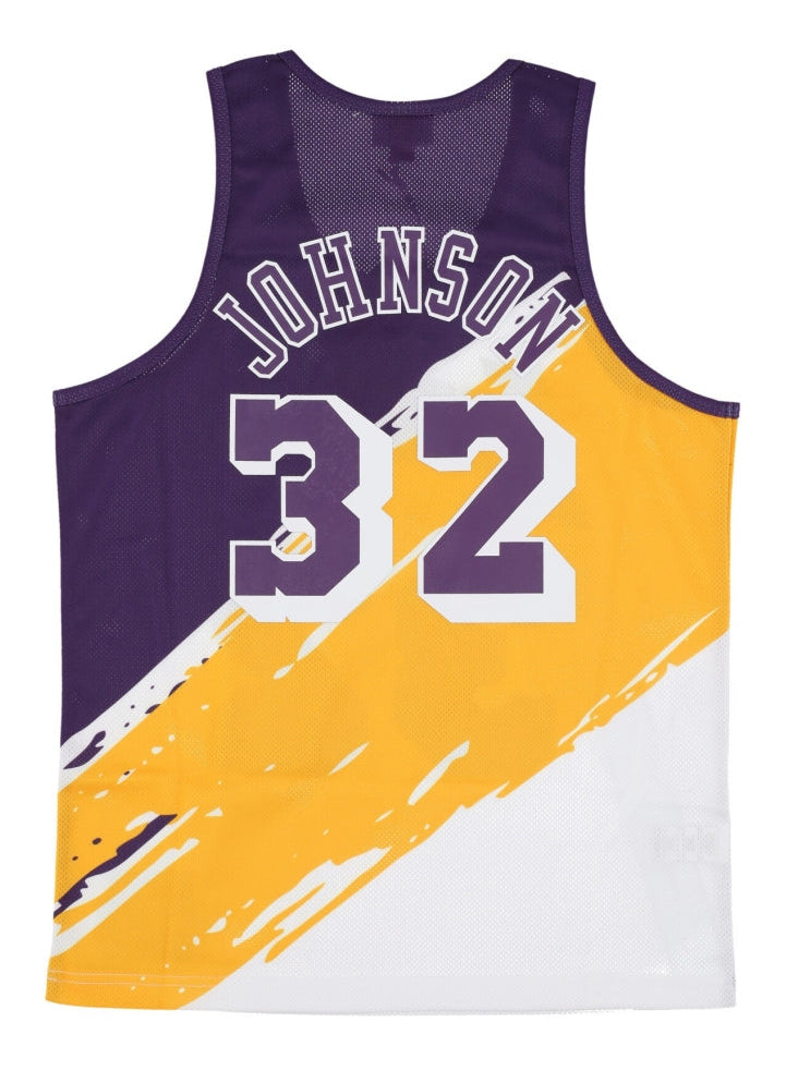 MENS MITCHELL & NESS PAINT BRUSH NN MESH TANK LAKERS MAGIC JOHNSON