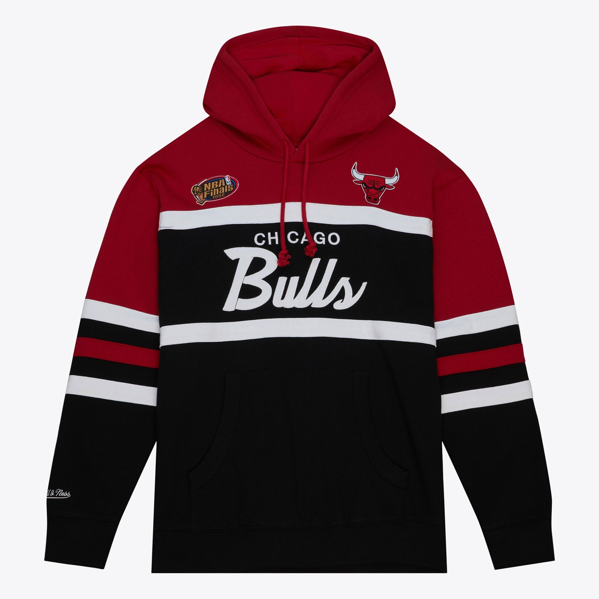 [FPHD6293-CBUYYPPPRDBK] MENS MITCHELL & NESS HEAD COACH HOODIE BULLS