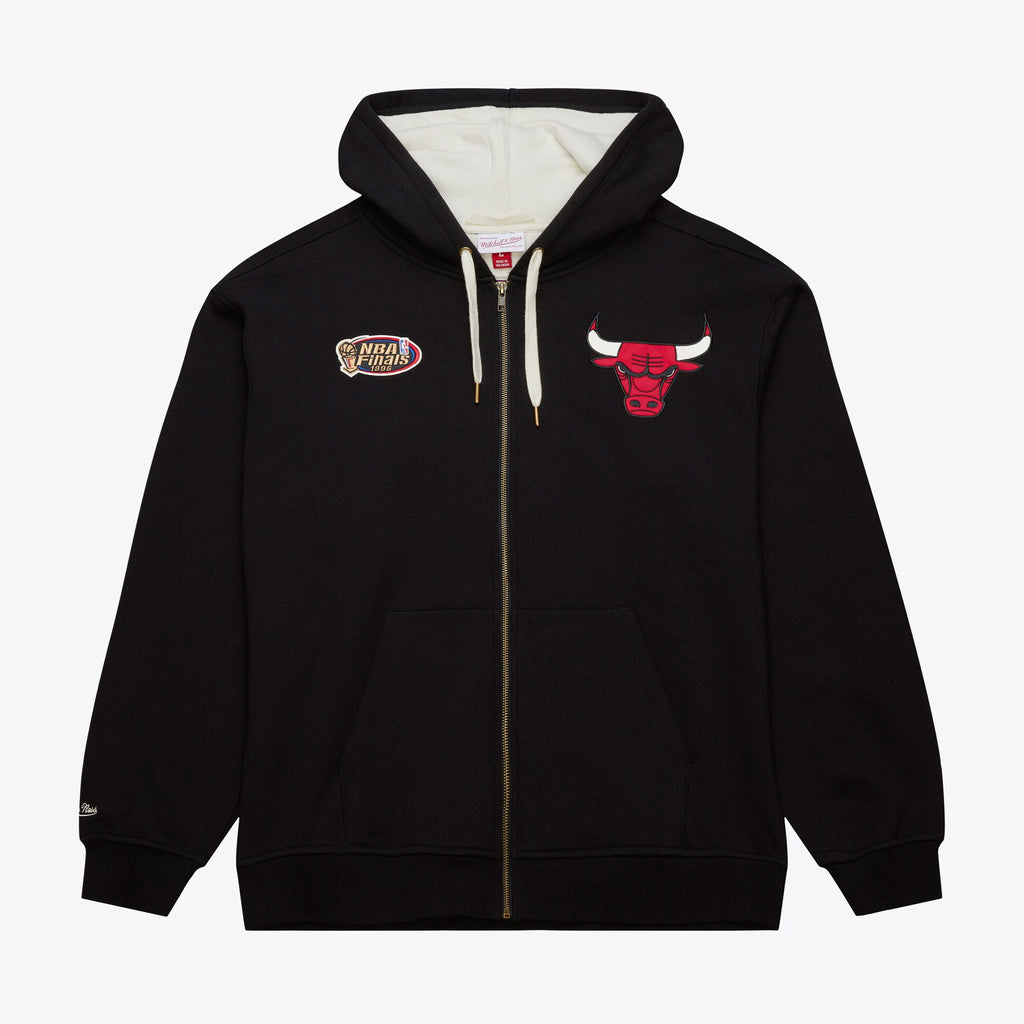 MENS MITCHELL & NESS PLAYOFF WIN 2.0 FULL ZIP FLEECE VINTAGE LOGO BULLS