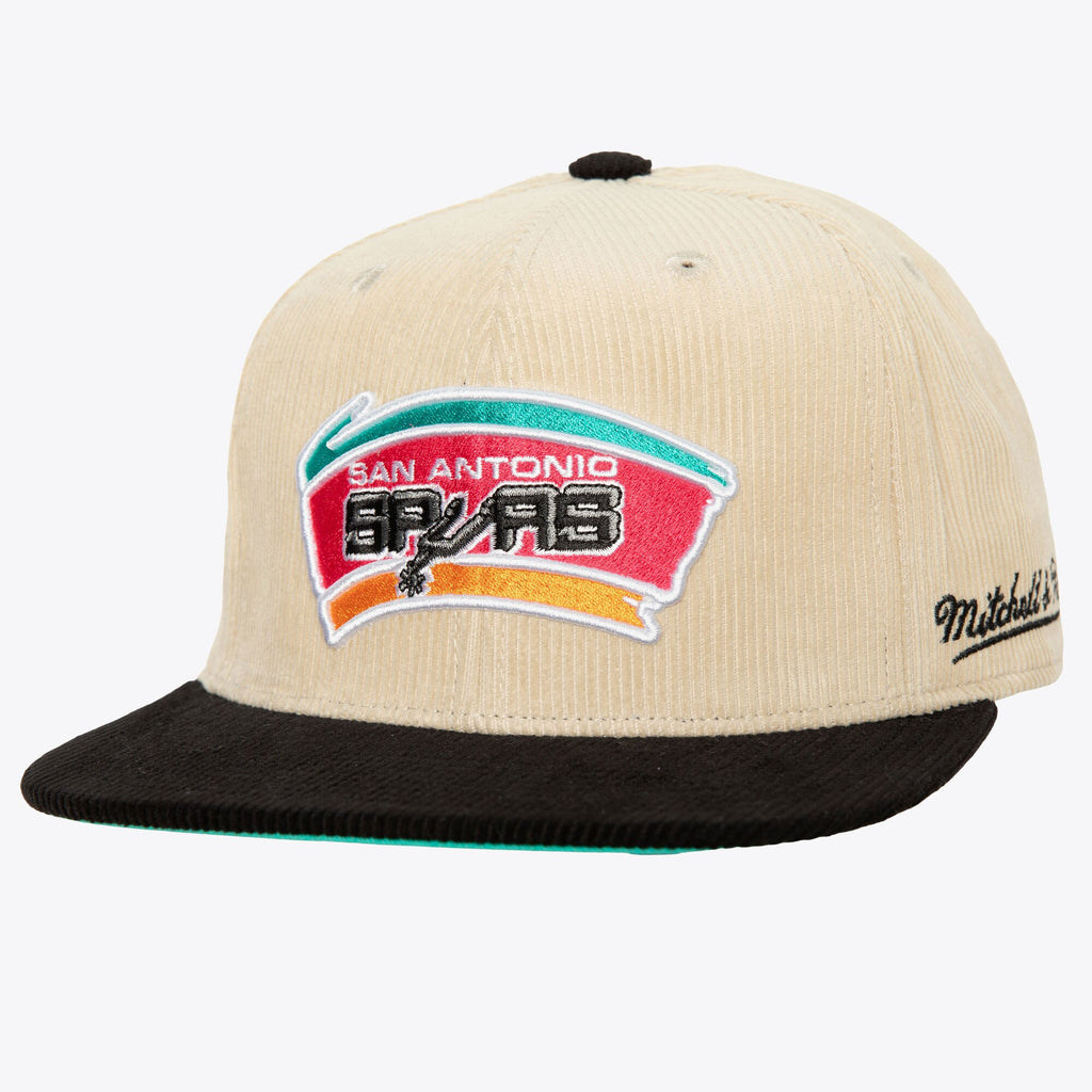 MENS MITCHELL & NESS NBA 2 TONE TEAM CORD FITTED HWC SPURS