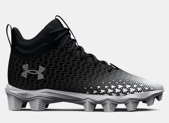 [3027043-001] GRADE SCHOOL UNDER ARMOUR SPOTLIGHT FRANCHISE 3 RM WIDE JR 'BLACK METALLIC SILVER'