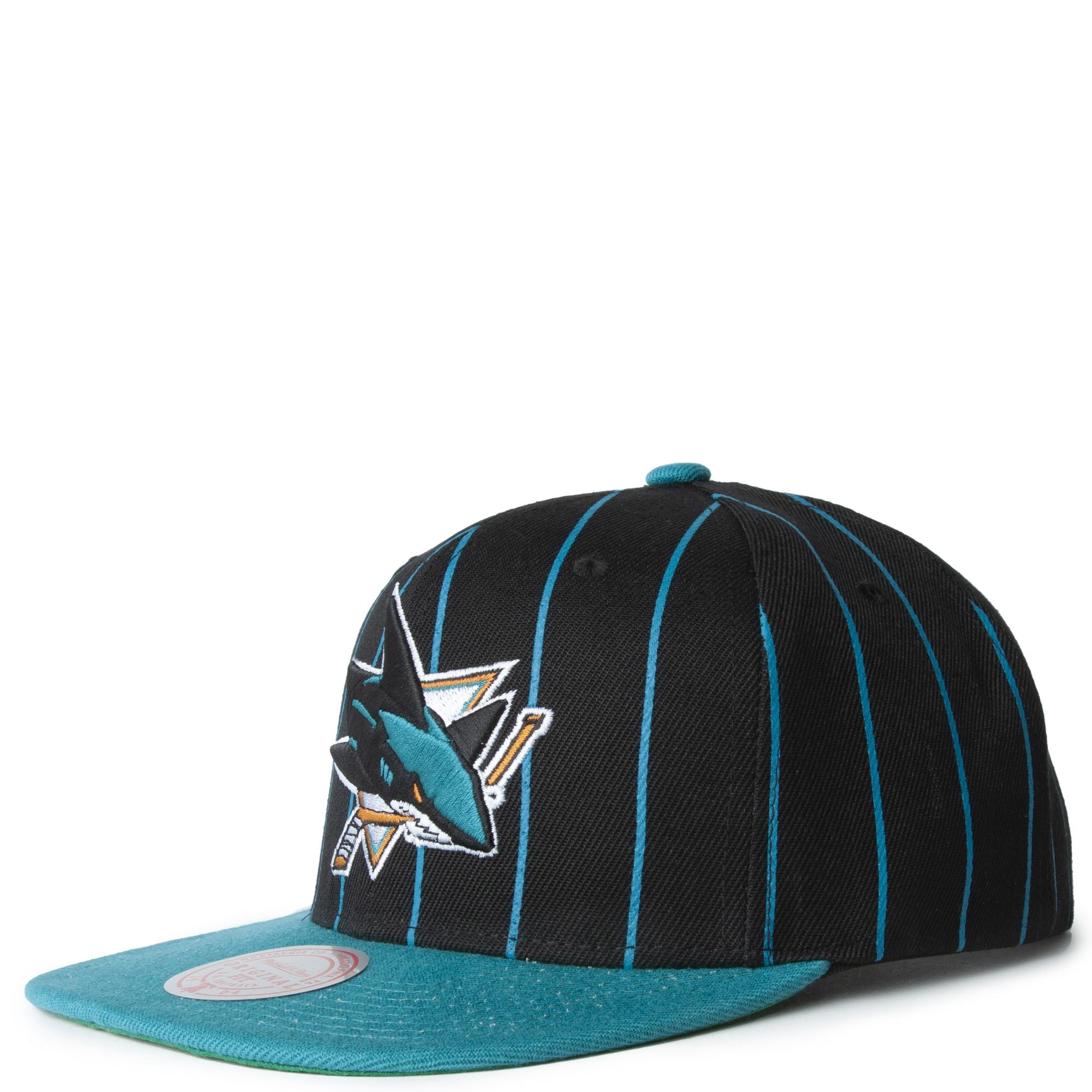 MENS MITCHELL & NESS NHL TEAM PIN SNAPBACK SHARKS - BLACK