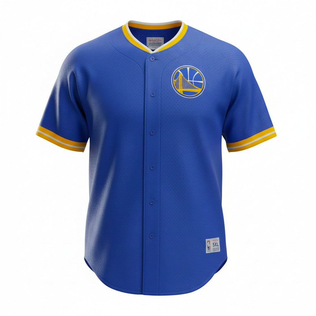 Mens Mitchell & Ness NBA Golden State Warriors Mesh Button Front