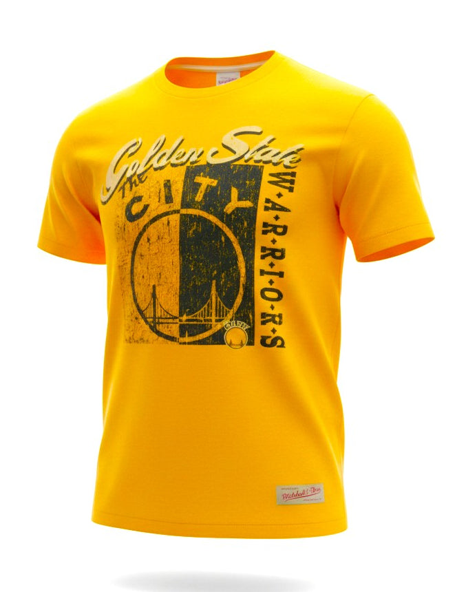 Mens Mitchell & Ness NBA Golden State Warriors City Edition Logo T-shirt
