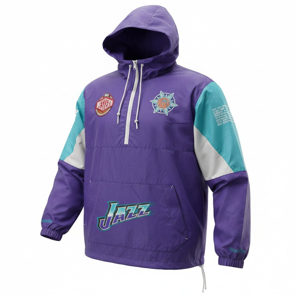MENS MITCHELL & NESS NBA TEAM ORIGINS PULLOVER ANORAK JAZZ