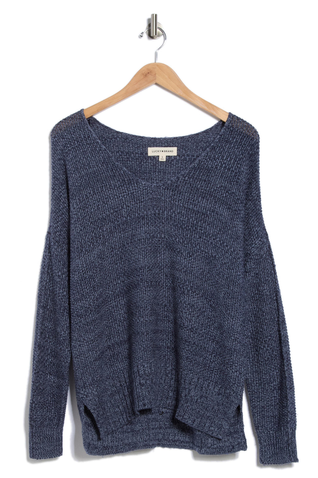 [7WP5056-410] WOMENS LUCKY BRAND SPRING WEIGHT V NECK PULLOVER - AMERICAN NAVY