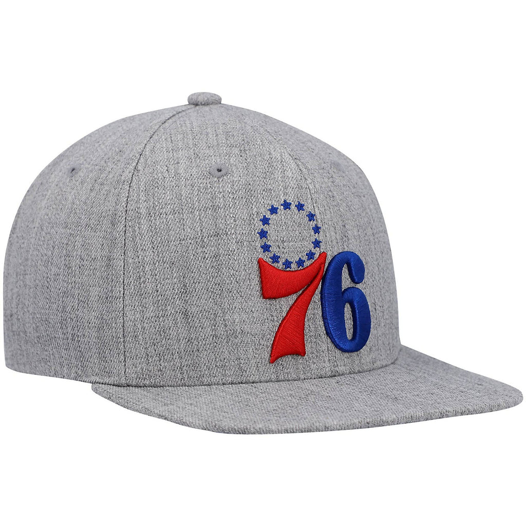 MENS MITCHELL & NESS NBA TEAM HEATHER 2.0 SNAPBACK 76ERS
