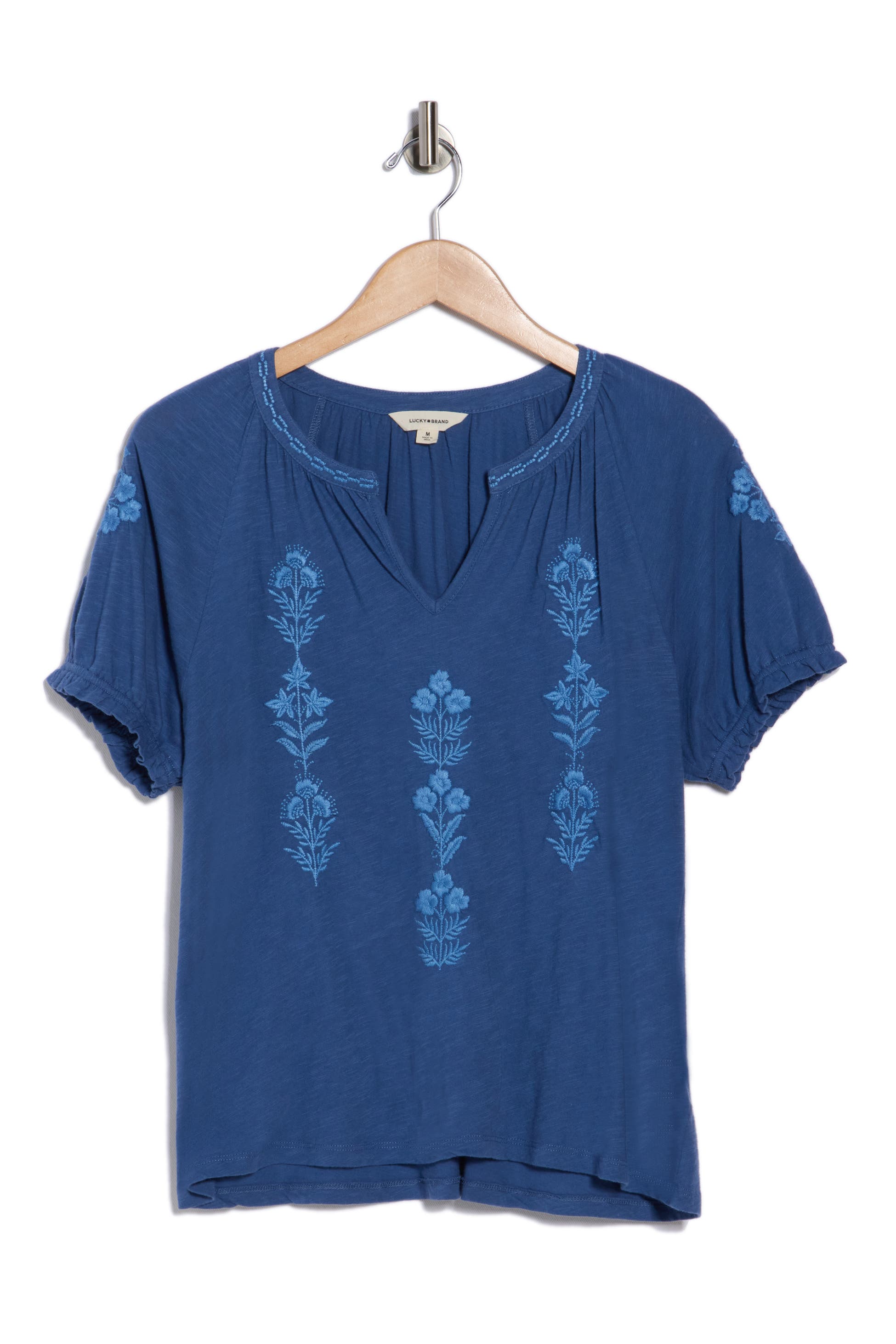 [159552-400] WOMENS LUCKY BRAND EMB NOTCH NECK - TRUE NAVY
