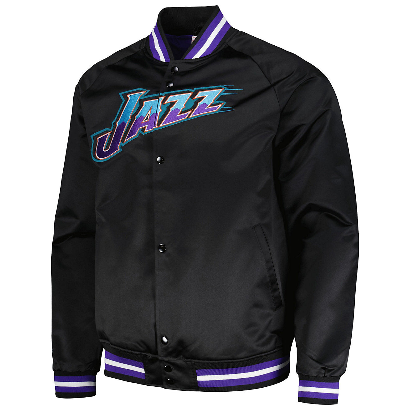 MENS MITCHELL & NESS LIGHTWEIGHT SATIN JACKET VINTAGE LOGO JAZZ