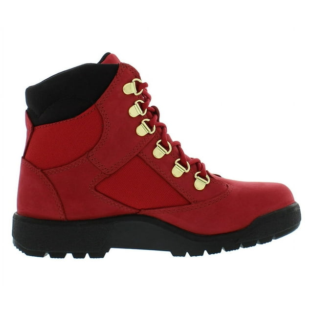 [TB0A2JMYF41] Grade School Timberland 6 INCH FIELD BOOT 'DARK RED NUBUCK'