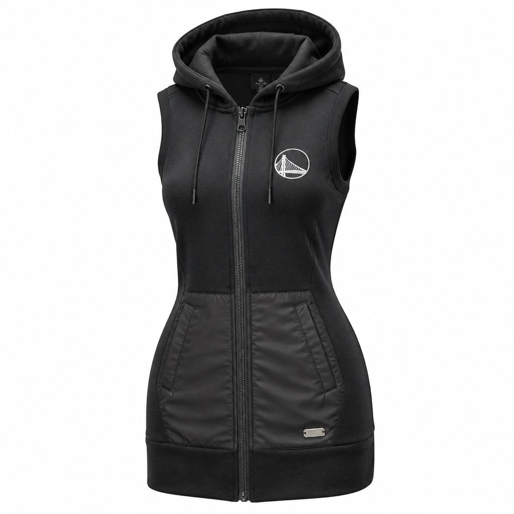 [DH01PWT091Y09004] WOMENS LEVELWEAR NBA GOLDEN STATE WARRIORS LOGO VEST HOODED